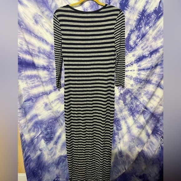 Calvin Klein Women’s Striped Flowy Maxi Dress Blue And Grey 3/4 Sleeve Size 6 - Picture 5 of 8